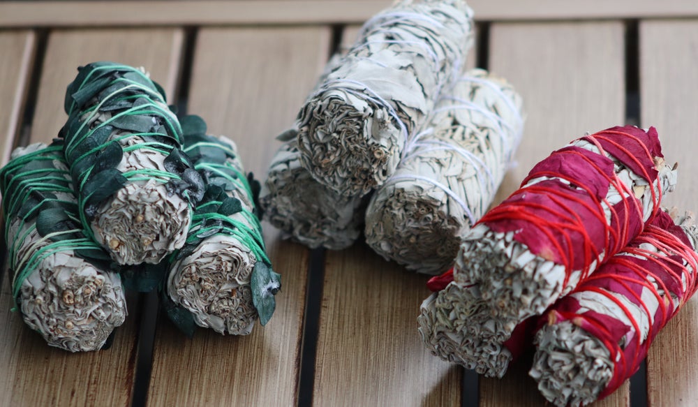 White Sage, Eucalyptus or Rose Smudge Stick